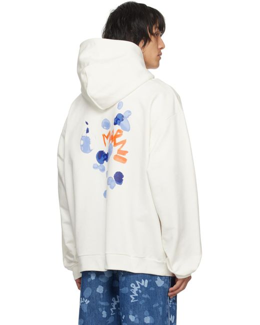 Marni White Dripping Hoodie for men
