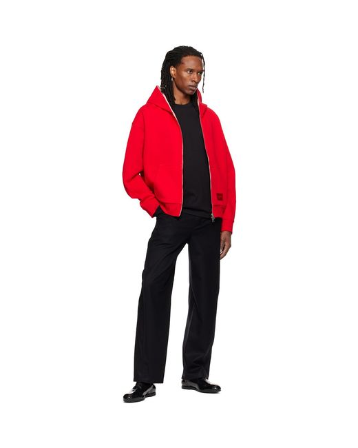 Givenchy Red Couture Seam Zipped Hoodie for men
