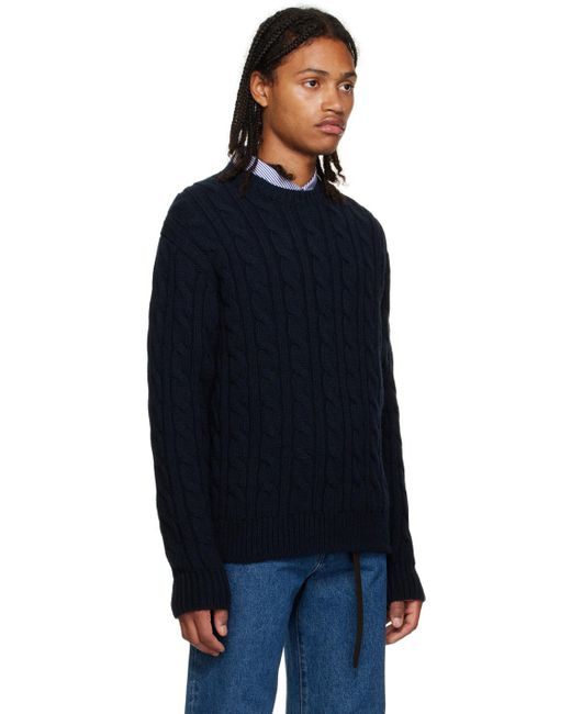 The Row Black Navy Aldo Sweater for men