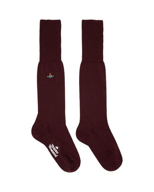 Vivienne Westwood Red Burgundy Uni Colour High Socks