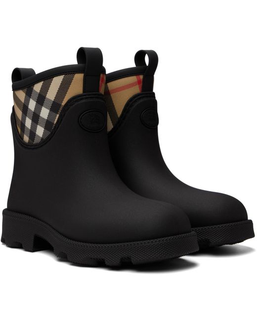 Burberry Black Rubber Marsh Stamp Low Boots