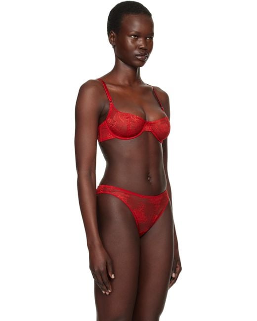 Fleur du Mal レッド Bouquet レース スクープ バルコネットブラ Red
