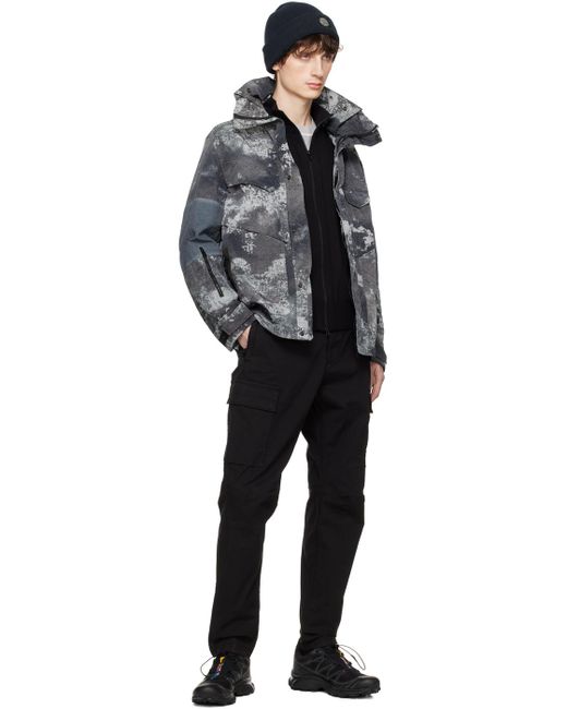 メンズ Stone Island ブラック ロゴパッチ カーゴパンツ Black