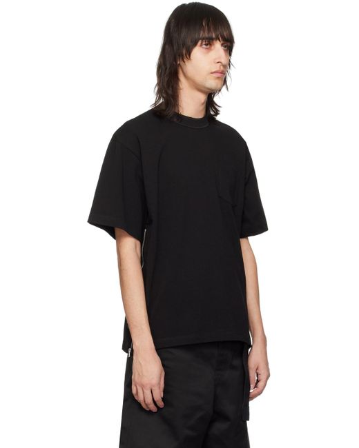 T-shirt noir à fentes Sacai pour homme en coloris Black