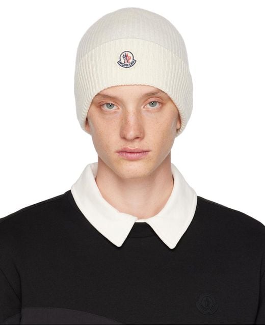 Bonnet berretto blanc cassé Moncler pour homme en coloris Noir | Lyst