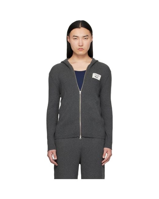 Charles Jeffrey Black Animal Knitted Zip Hoodie for men