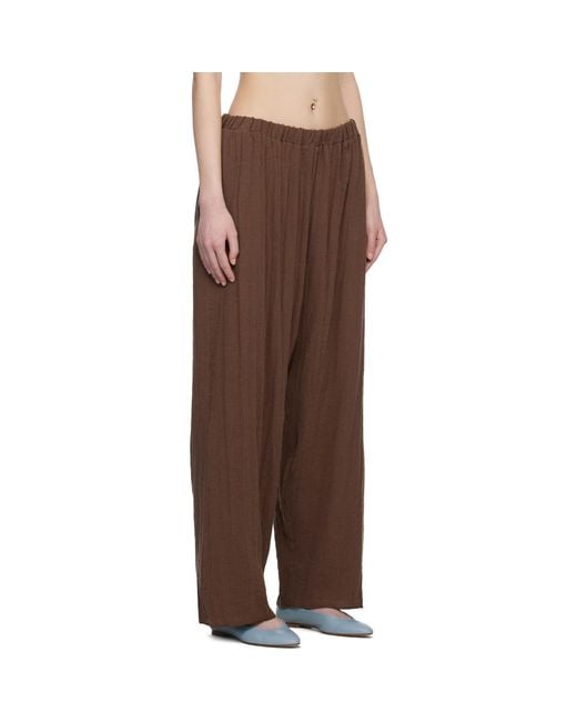 Baserange Brown Crinkle Linen Folio Lounge Pants
