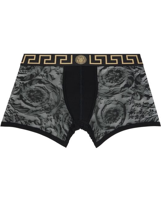 Versace Black Mesh-Jersey Stretch Boxer Briefs for men