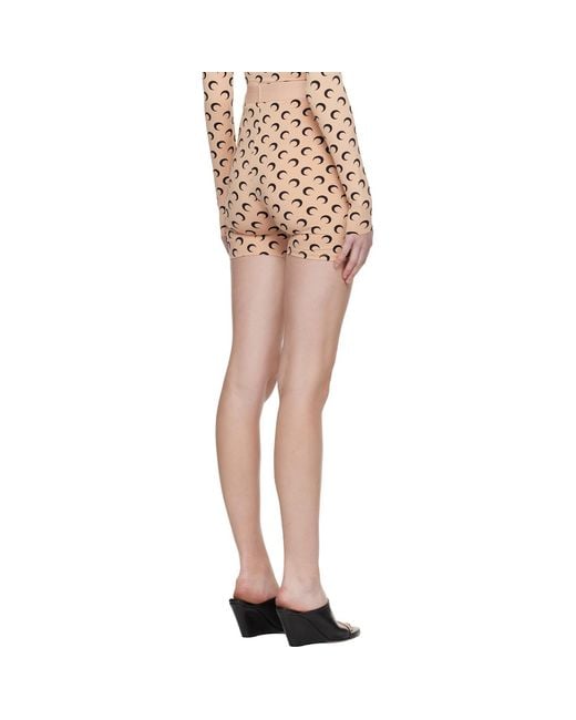 MARINE SERRE Multicolor Tan Recycled Moon Jersey Mini Sport Shorts