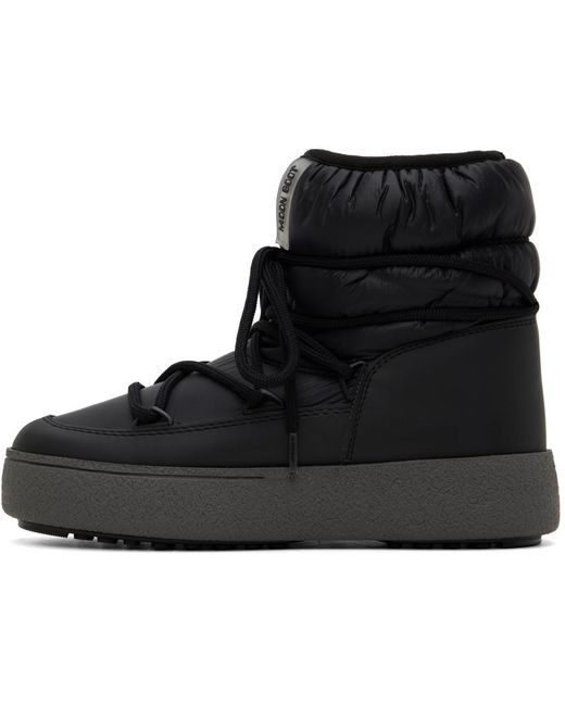 Moon Boot Black Ltrack Quilted Shell And Faux Leather Snow Boots