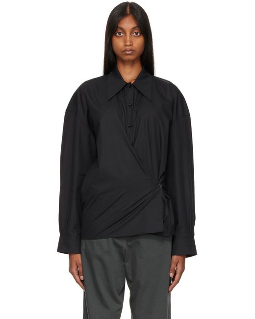 Lemaire Cotton Twisted Shirt in Black | Lyst