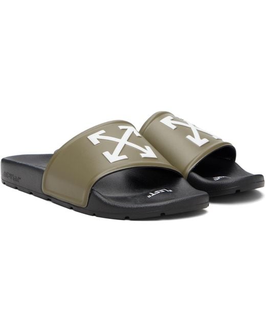 Off-White c/o Virgil Abloh Black Khaki Arrow Slides for men