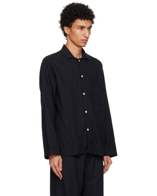 Tekla Black Oversized Pyjama Shirt for men