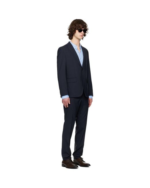 Boss Black Wool Ripstop Suit for men
