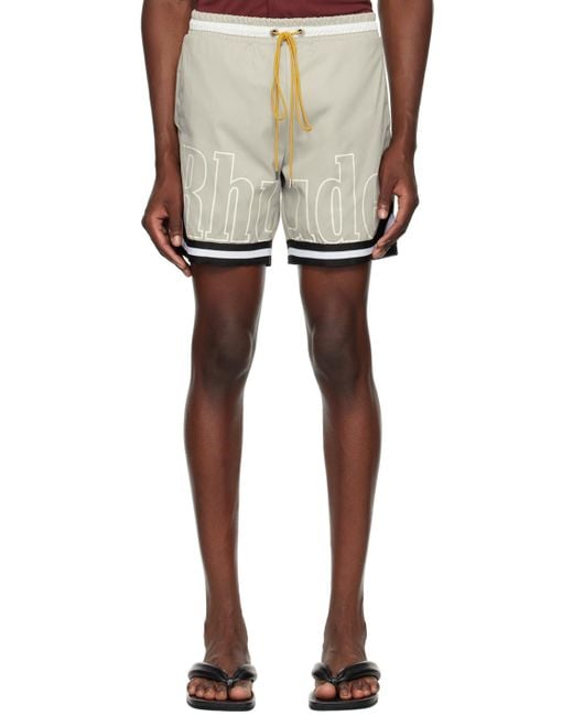 Rhude White Ssense Exclusive Taupe Swim Shorts for men