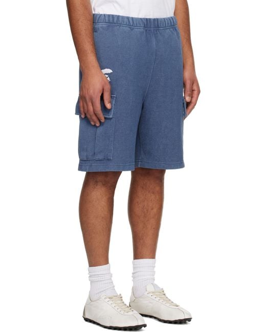 Aape By A Bathing Ape Blue Moonface Logo Cargo Sweat Shorts for men