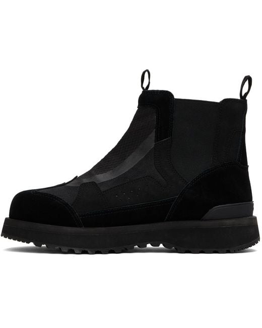 Suicoke Black Ankle-High Suede Chelsea Boots for men