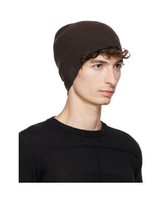 Rick Owens Black Tower Ribbed Beanie for men