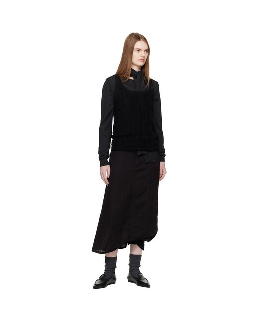 Y's Yohji Yamamoto Black Solid Knit Arranged Strap Tank Top