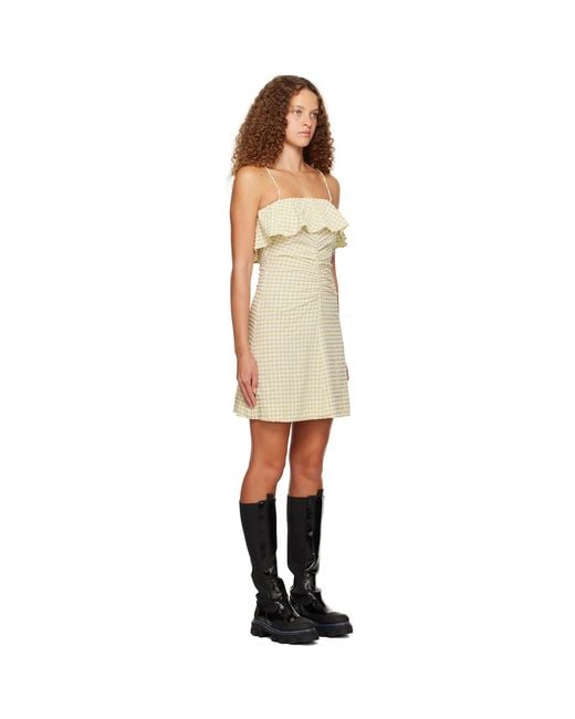 Ganni Black Beige Ruched Minidress