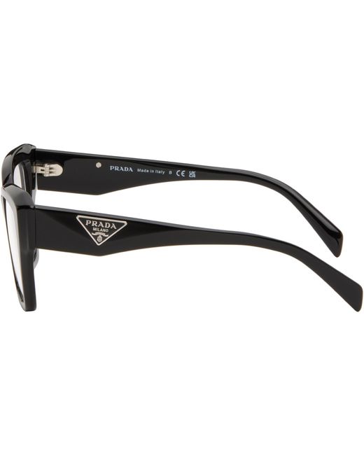 Prada Black Symbole Rectangle Acetate Glasses