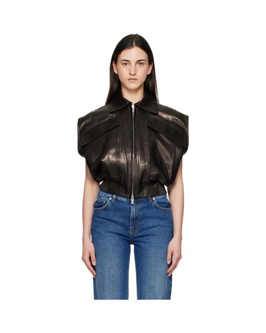 Versace Black Embossed-Logo Leather Vest