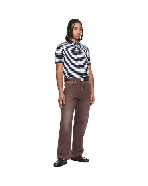 Polo Ralph Lauren Blue Classic Fit Striped Mesh Polo for men