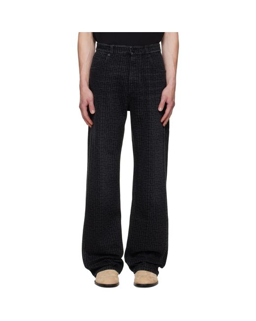 Balmain Black Monogram Loose Jeans for men