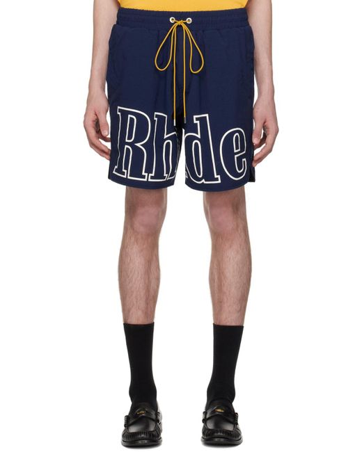 Rhude Blue Drawstring Shorts for men