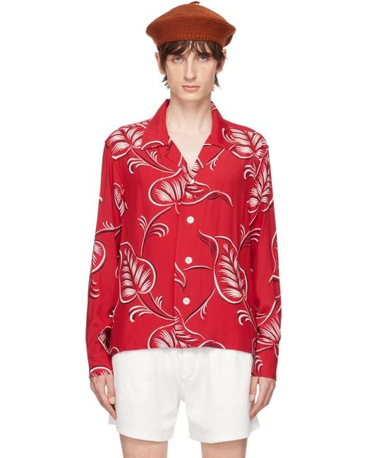 Bode Red Creeping Begonia Shirt for men