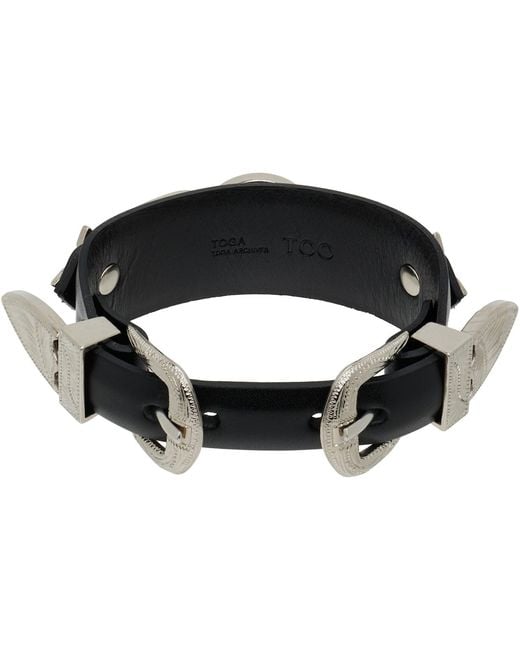 Toga Black Double Buckle Bangle Bracelet