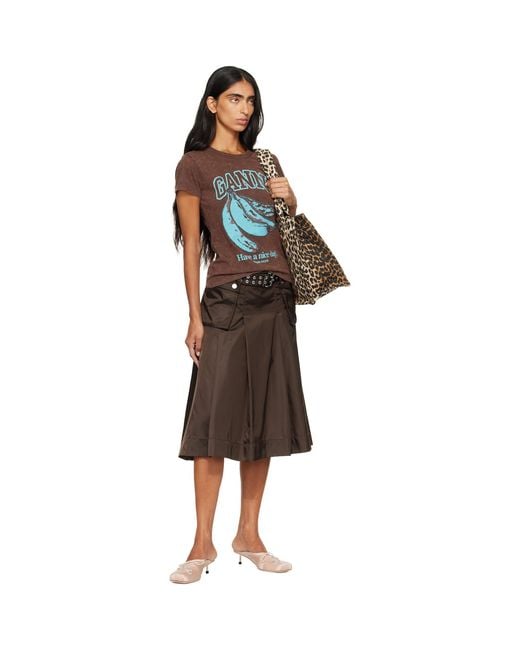 Ganni Brown Future Jersey Banana T-Shirt