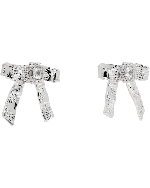 ShuShu/Tong Black Yvmin Edition Twisted Rope Bow Faux-Pearl Earrings