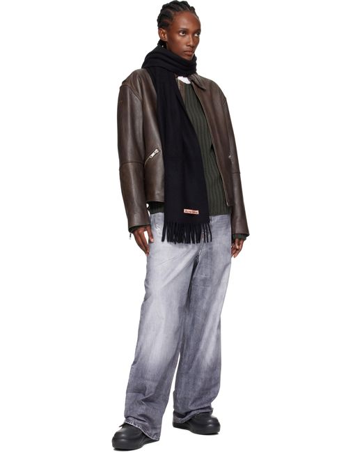 Écharpe Fine Noire En Laine À Franges Acne pour homme en coloris Black