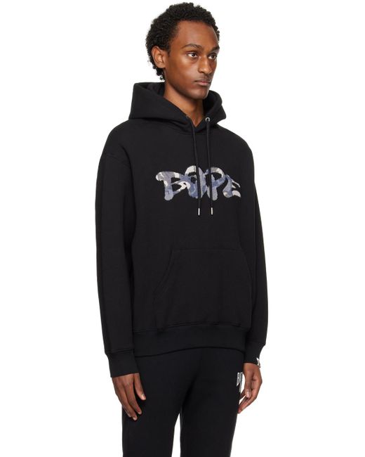 A Bathing Ape Black Embroidered Hoodie for men