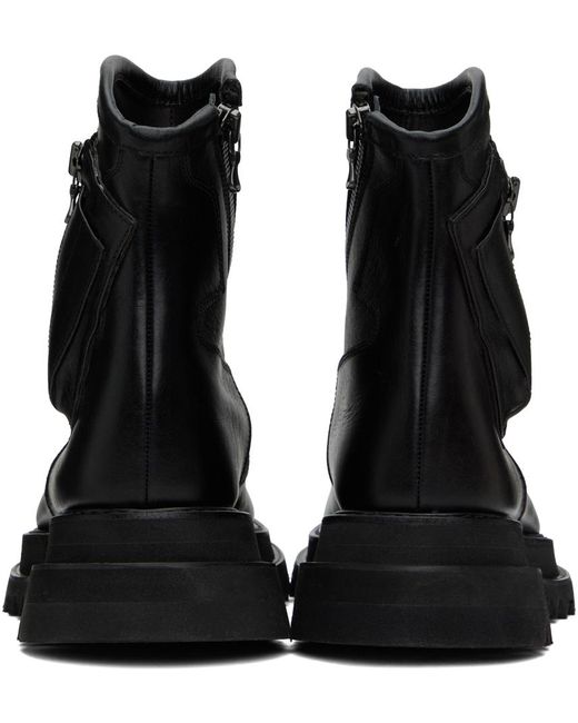 Julius Black Double-sole Engineer Boots for men