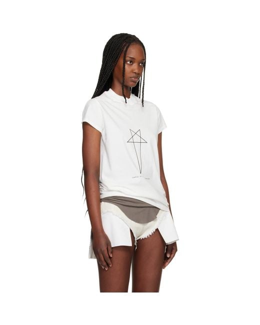 Rick Owens White Temple Small Level T-Shirt