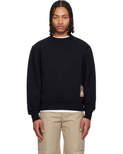 Burberry Black Check Label Cotton Hoodie for men