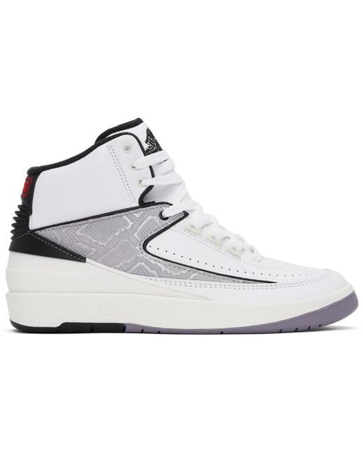 Nike Black White & Silver Air Jordan 2 Retro Sneakers for men