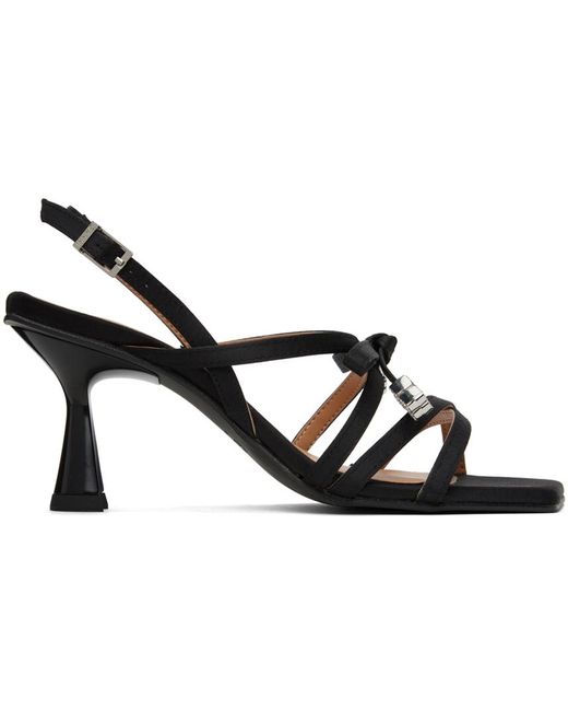 Ganni Black Butterfly High Bow Heeled Sandals