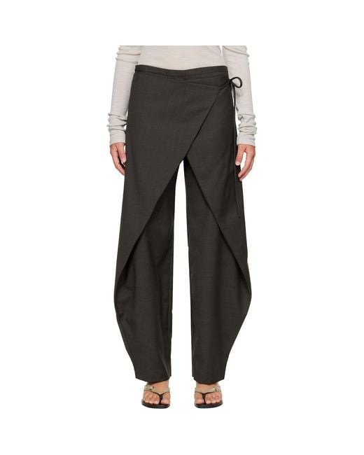 St. Agni Gray Wrap Rouleau Trousers