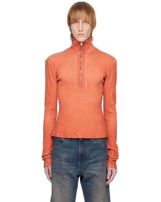 M I S B H V Orange Half-zip Sweater for men