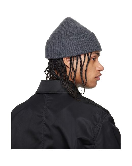 AMI Black Wool Contrasted Ami De Coeur Beanie for men