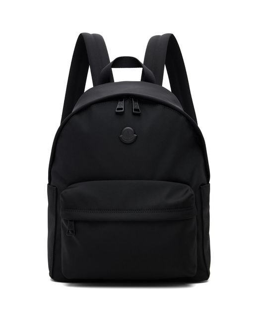 Moncler Black New Pierrick Metal Logo Backpack for men