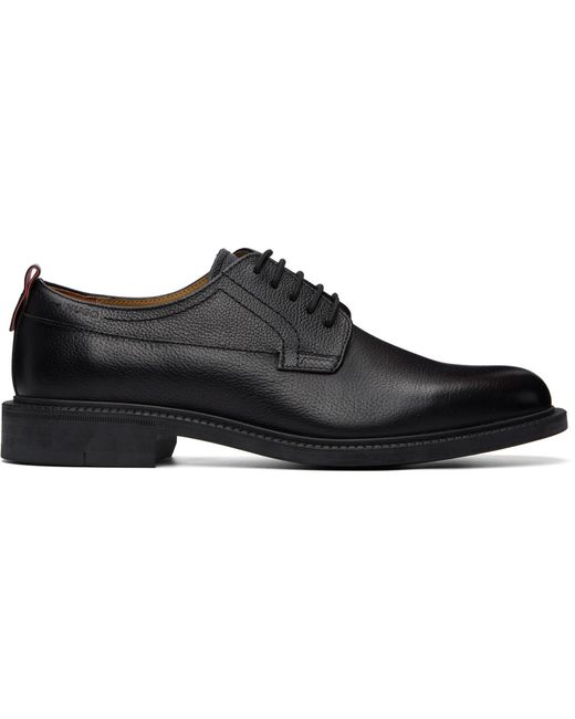 HUGO Black Grained Leather Derbys for men