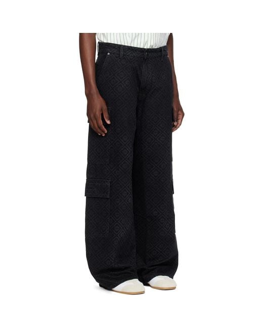 Casablanca Black Monogram Cargo Jeans for men