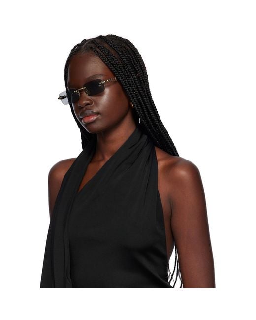 Gucci Black Block Rectangular Sunglasses