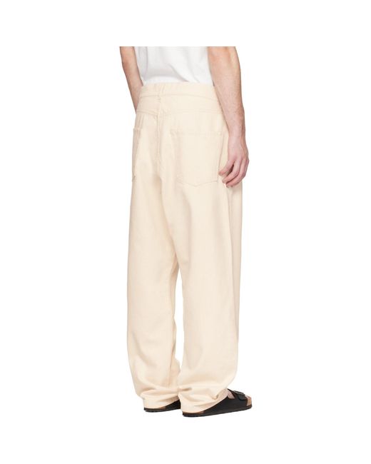 Merz B. Schwanen Natural Off- 1930S Cotton Twill 5-Pocket Trousers for men