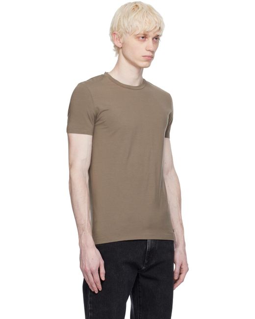 T-shirt taupe à encolure arrondie Zegna pour homme en coloris Black