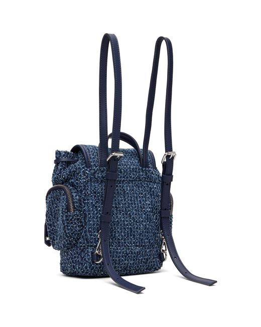 Ganni Blue Bucky Nano Tweed Denim Backpack